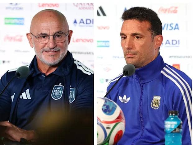 Espagne-Argentine/Devant La Presse: Déclaration De La Fuente Et Celle De Scaloni