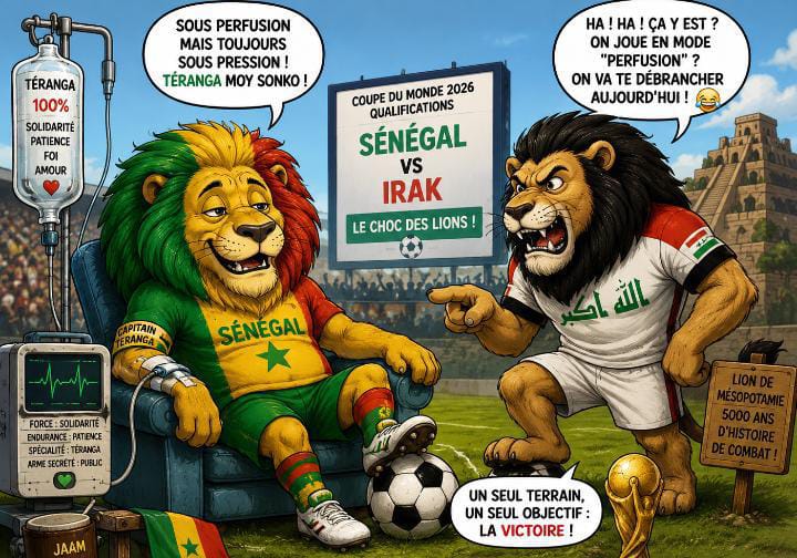 Mondial : Lions De La Teranga Face à Ceux De La Mésopotamie Dans Un Duel De Griffes De Savane Et De Désert